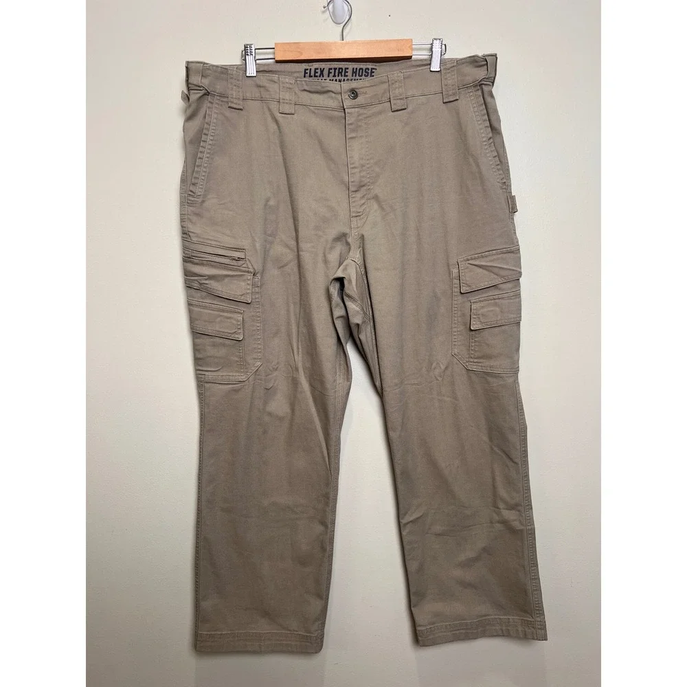 Duluth Flex Fire Hose Cargo Pants Relaxed Canvas Mens 40x30 Tan Solid Workwear